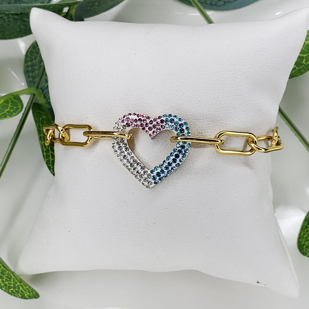 PULSERA GOLD-CORAZOÓN COLORS/GOLD-ACERO