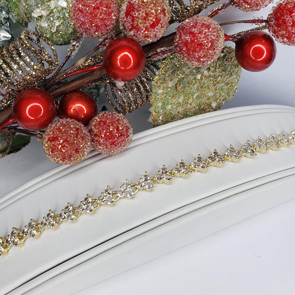 PULSERA CIRCONIO FLOR GOLD ORO LAMINADO