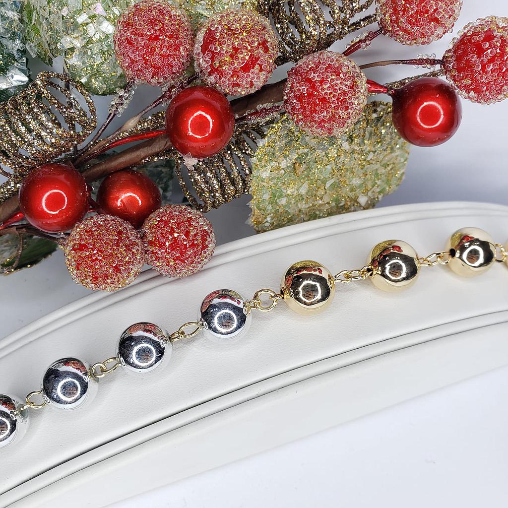 PULSERA DE BORLAS EN SILVER Y DORADO ORO LAMINADO