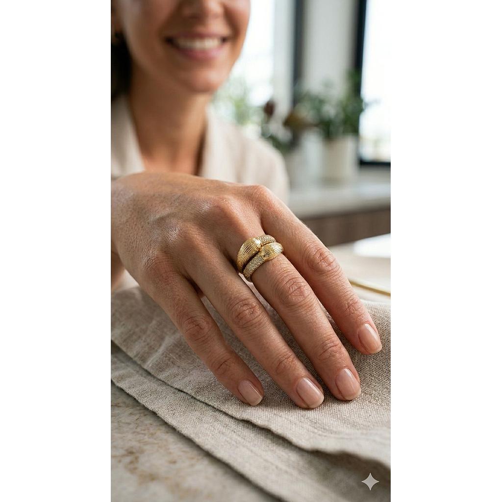 ANILLO AJUSTABLE DOBLE CON CIRCONIO