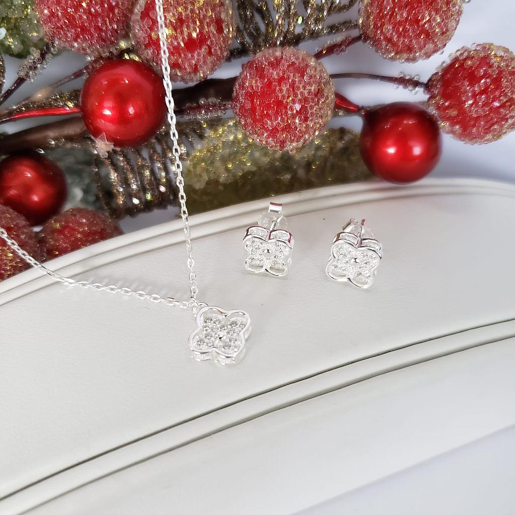 JUEGO DE FLOR. SET, CONJUNTO. (GARGANTILLA MIDE 42+3CM) (VAN).