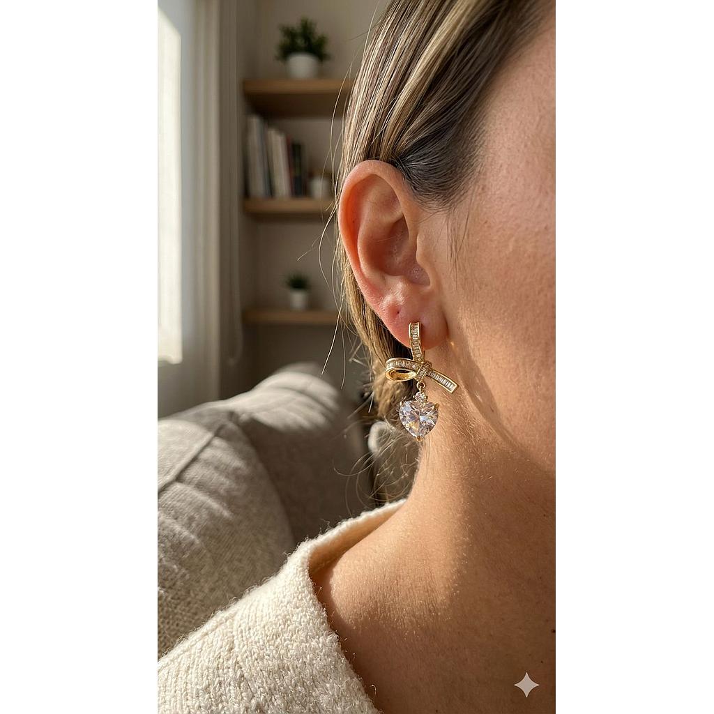 ARETES LISTON CON CIRCON ORO LAMINADO